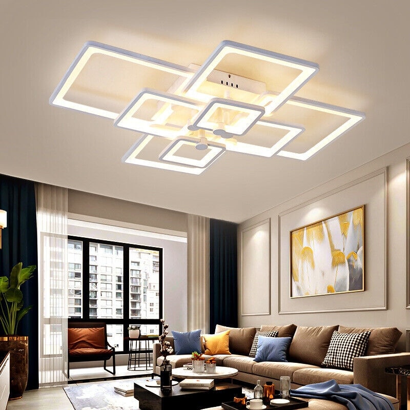 8-Light Dimmable White LED Flush Mount Light with Remote