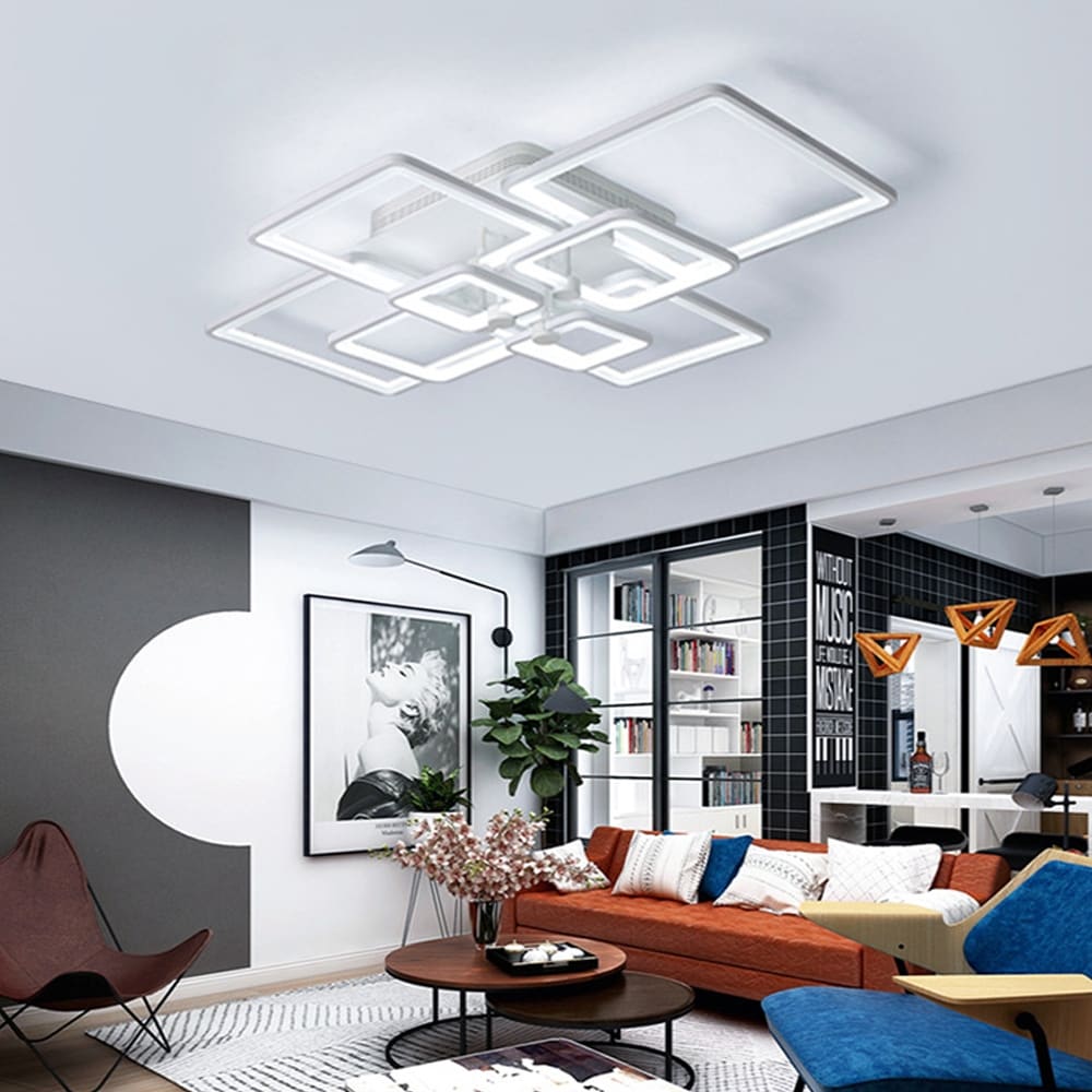 8-Light Dimmable White LED Flush Mount Light with Remote