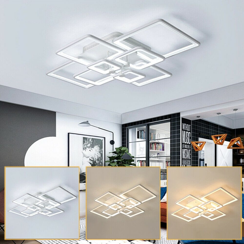8-Light Dimmable White LED Flush Mount Light with Remote