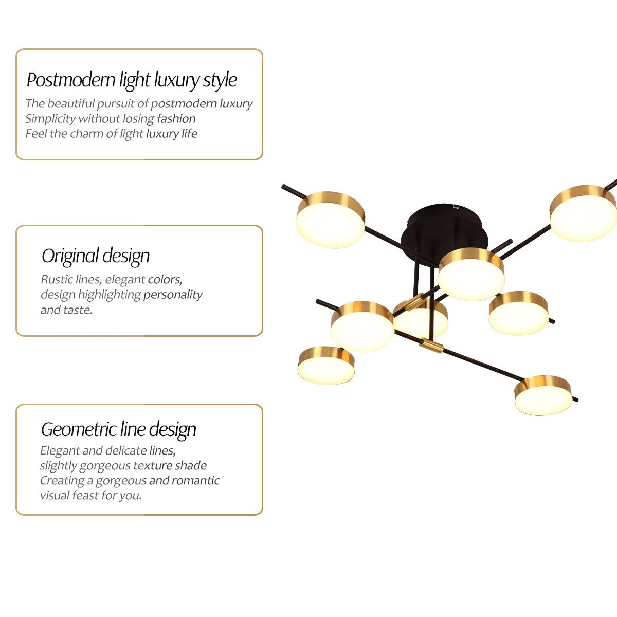 Modern Sputnik Brass Semi Flush Dimmable LED Ceiling Light