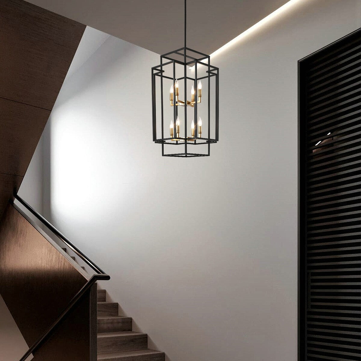 8-Light Lantern Tiered Pendant Light Fixtures
