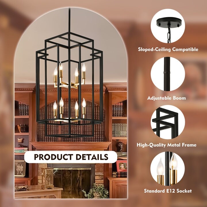 8-Light Lantern Tiered Pendant Light Fixtures