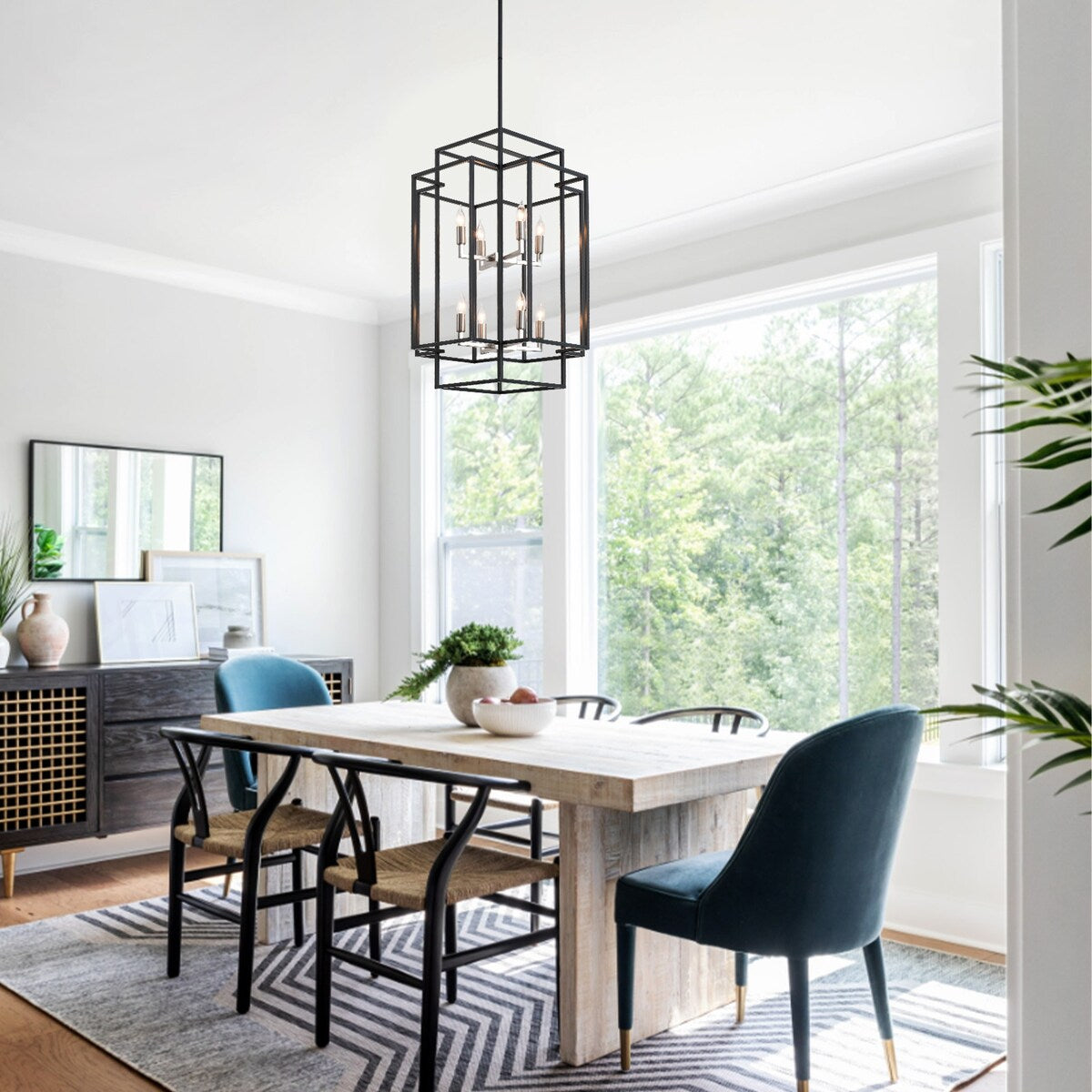 8-Light Lantern Tiered Pendant Light Fixtures