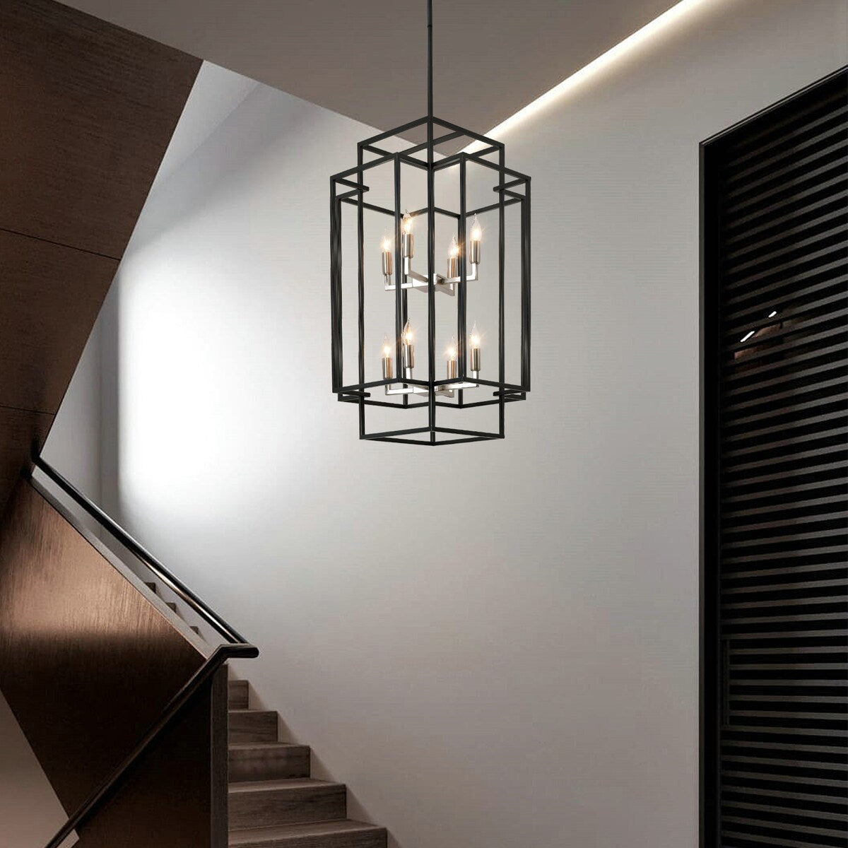 8-Light Lantern Tiered Pendant Light Fixtures