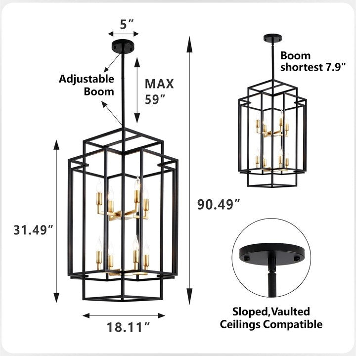 8-Light Lantern Tiered Pendant Light Fixtures