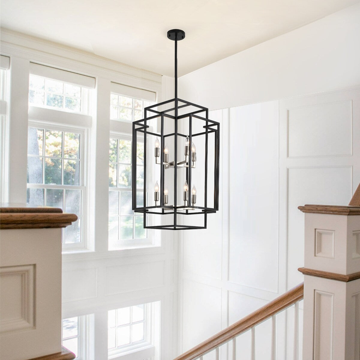 8-Light Lantern Tiered Pendant Light Fixtures