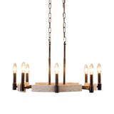 8 Light Wood Chandelier with Adjustable Steel Chains, 1 Tier Kitchen Islands Light , Living Room Lighting