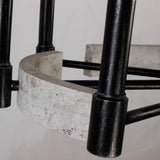 8 Light Wood Chandelier with Adjustable Steel Chains, 1 Tier Kitchen Islands Light , Living Room Lighting
