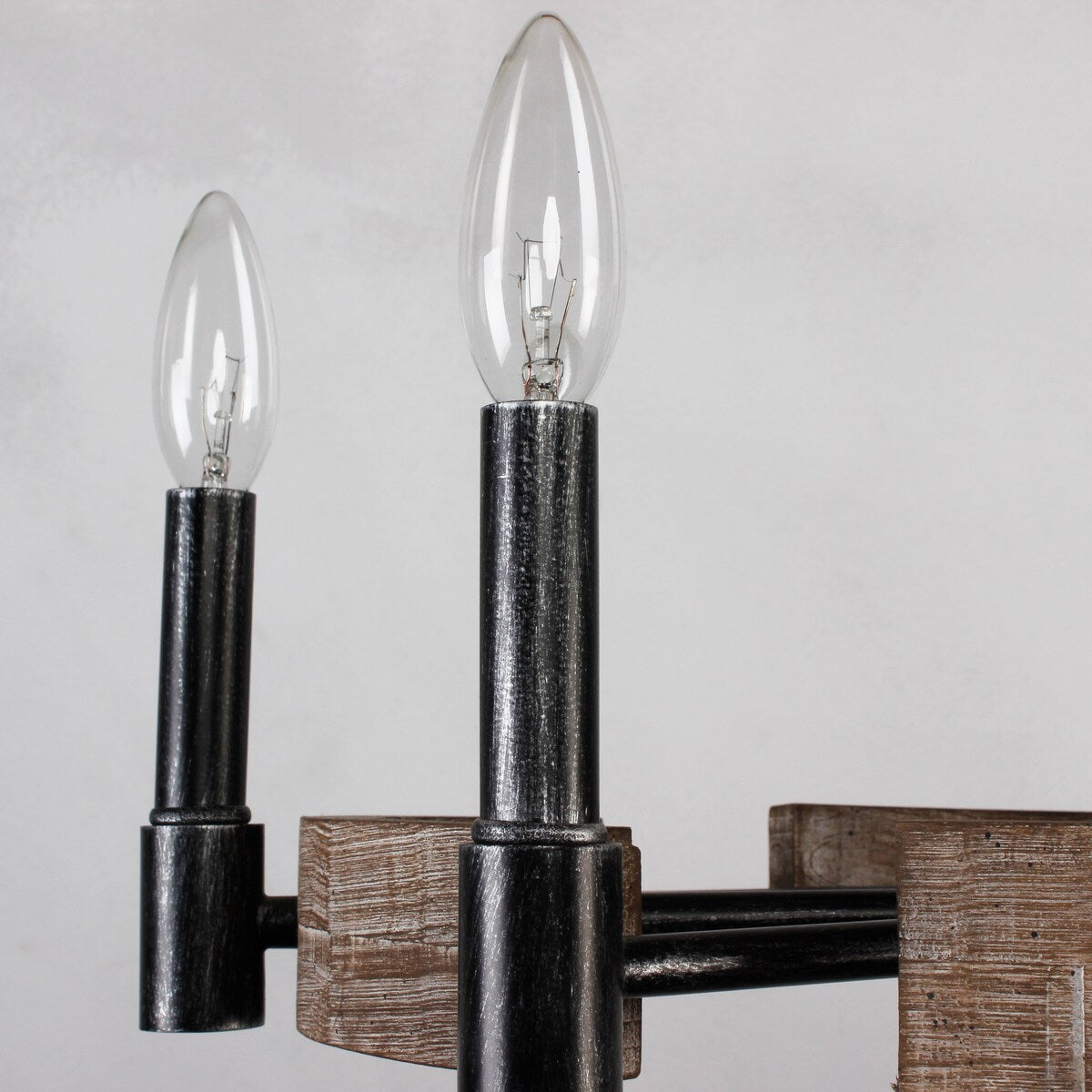 8 Light Wood Chandelier with Adjustable Steel Chains, 1 Tier Kitchen Islands Light , Living Room Lighting