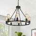 8 Lights 23.6'' Wagon Wheel Chandelier, Farmhouse Chandelier, Rustic Vintage Round Farmhouse Pendant Lighting