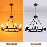 8 Lights 23.6'' Wagon Wheel Chandelier, Farmhouse Chandelier, Rustic Vintage Round Farmhouse Pendant Lighting