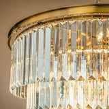 8-Lights Mid-Century Modern 4-Tier Round Fringe Crystal Chandelier - W31.5"