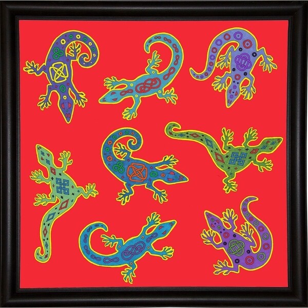 8 Lizards-WILBAS107028 Framed Print 8.5"x8.5" by Willow Bascom