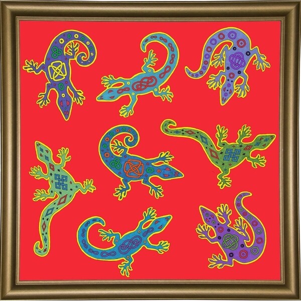 8 Lizards-WILBAS107028 Framed Print 8.5"x8.5" by Willow Bascom