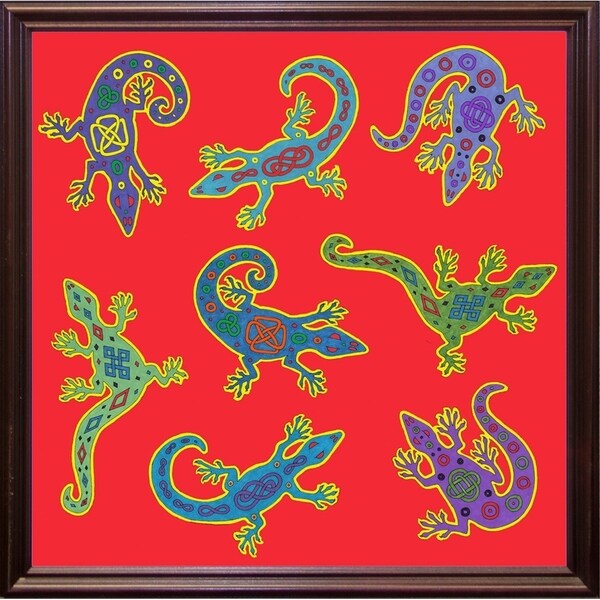 8 Lizards-WILBAS107028 Framed Print 8.5"x8.5" by Willow Bascom