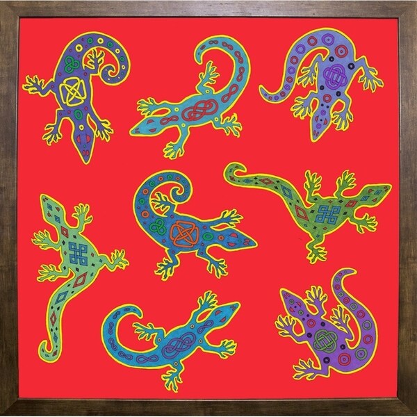 8 Lizards-WILBAS107028 Framed Print 8.5"x8.5" by Willow Bascom