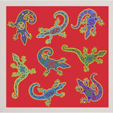 8 Lizards-WILBAS107028 Framed Print 8.5"x8.5" by Willow Bascom