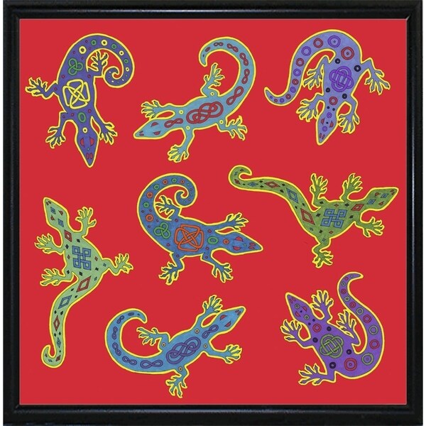 8 Lizards-WILBAS107028 Framed Print 8.5"x8.5" by Willow Bascom