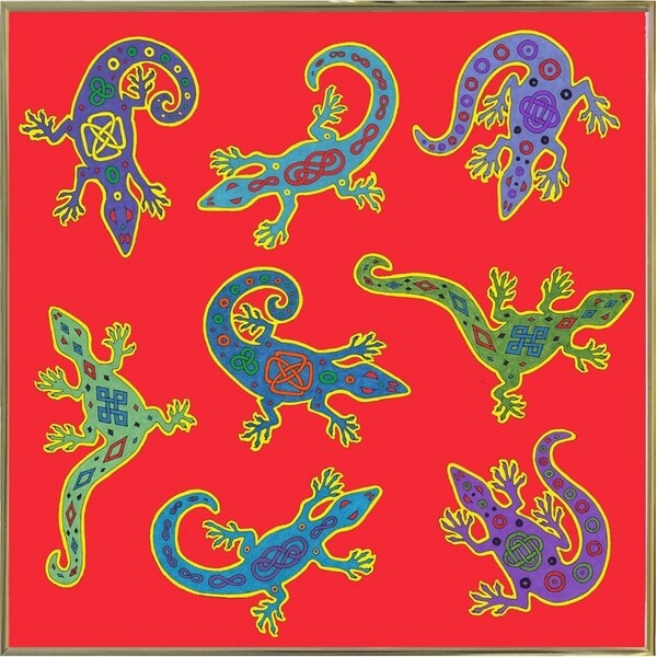 8 Lizards-WILBAS107028 Framed Print 8.5"x8.5" by Willow Bascom