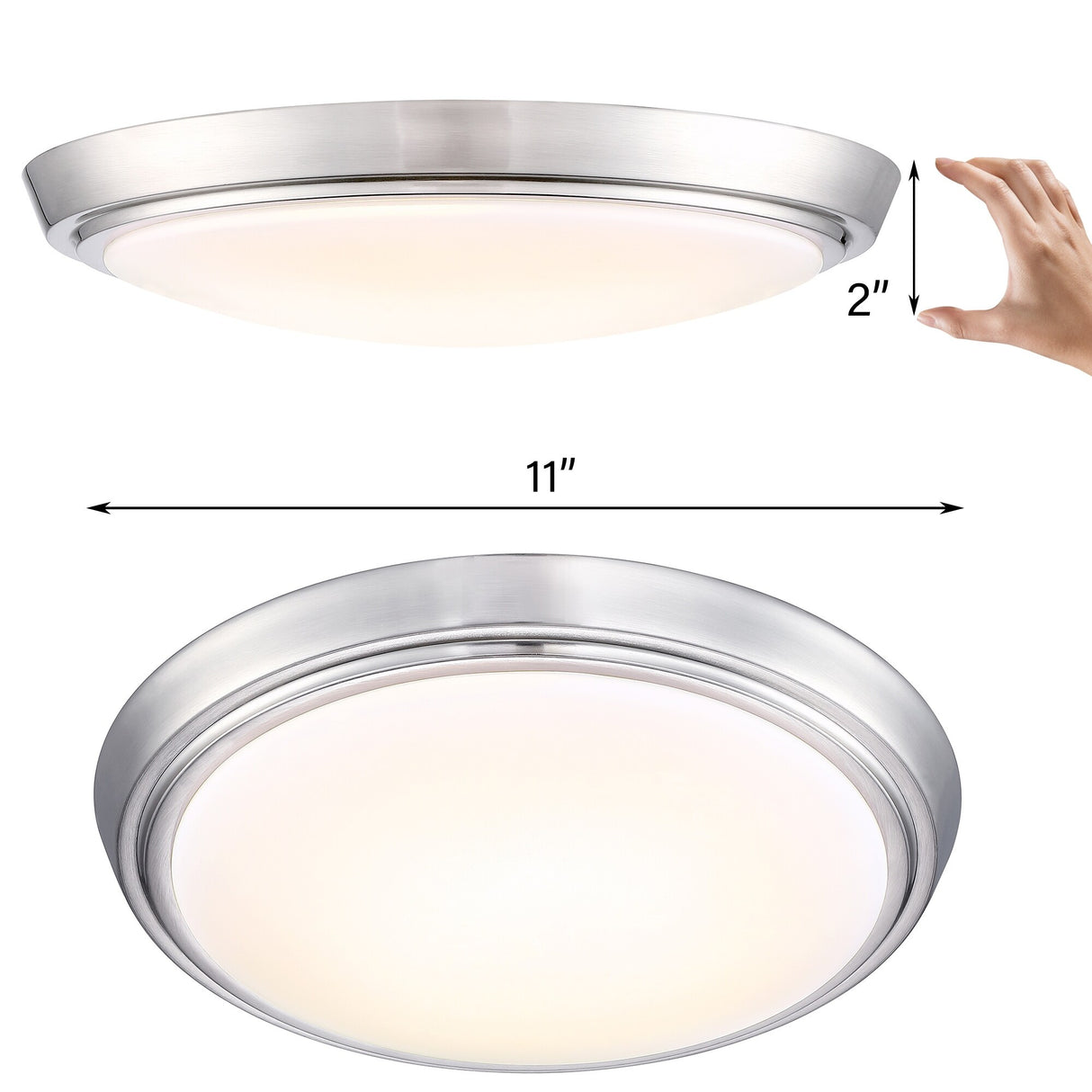 8 Pack 11-Inch LED Brushed Nickel Flush Mount Ceiling Light - 11" x 11" x 2"