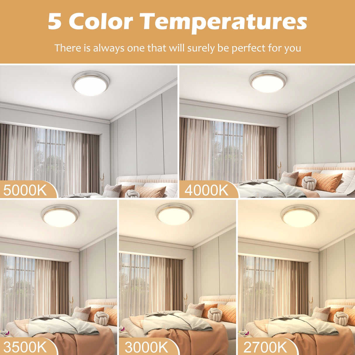 8 Pack 11-Inch LED Brushed Nickel Flush Mount Ceiling Light - 11" x 11" x 2"