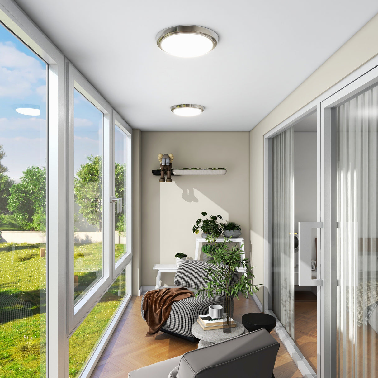 8 Pack 11-Inch LED Brushed Nickel Flush Mount Ceiling Light - 11" x 11" x 2"