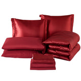 8 Pcs Silky Satin Bed Comforter Set in Cal King Size