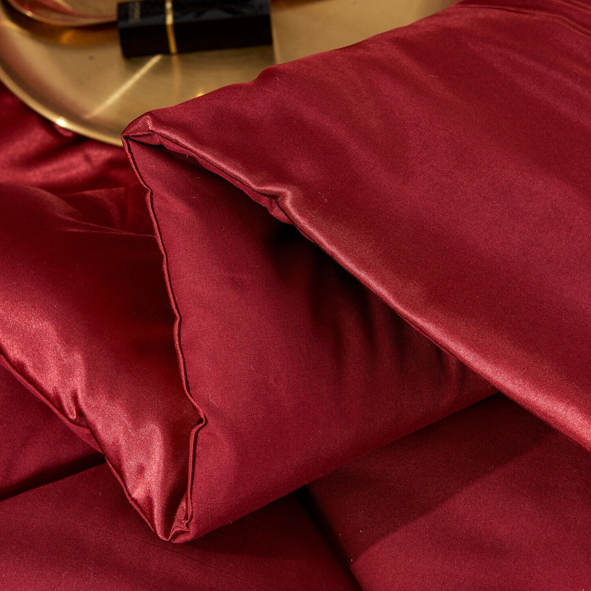 8 Pcs Silky Satin Bed Comforter Set in Cal King Size