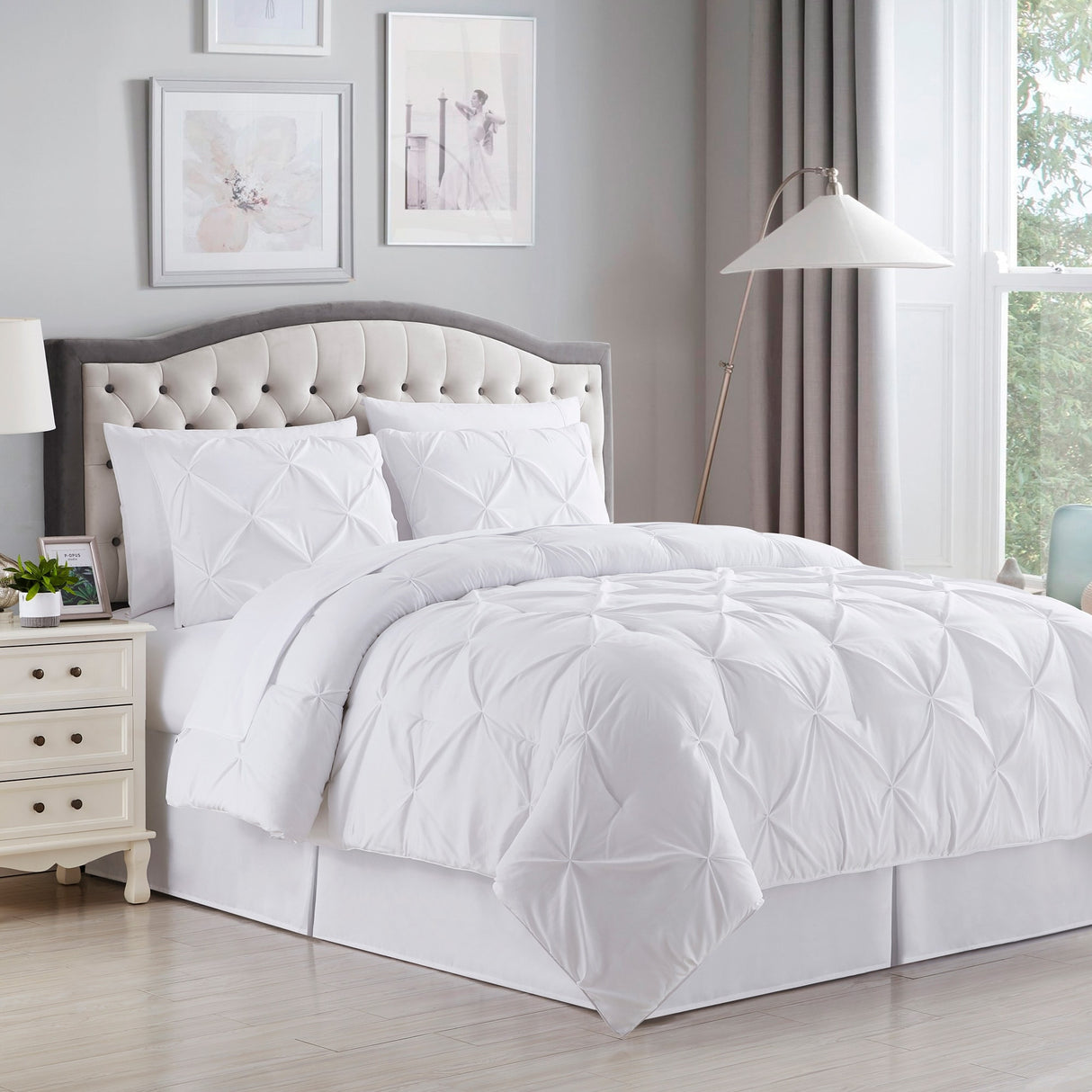 8 Piece Bed In A Bag Pintuck Comforter Sheet Set