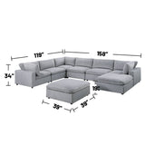 8 Piece Corduroy Upholstered Modular Sectional Sofa with Ottoman
