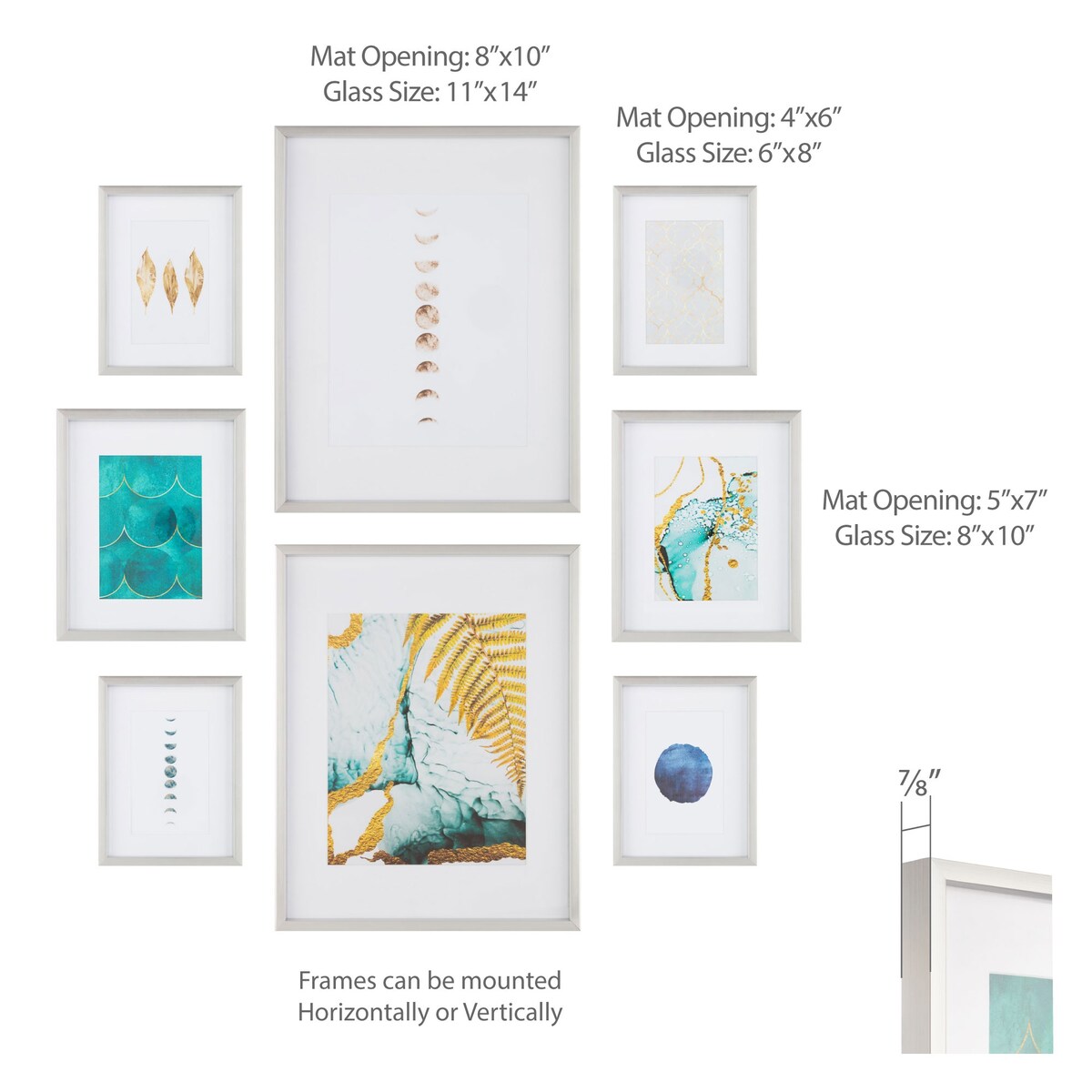 8 Piece Gallery Wall Frame Set with Decorative Art & Hanging Template