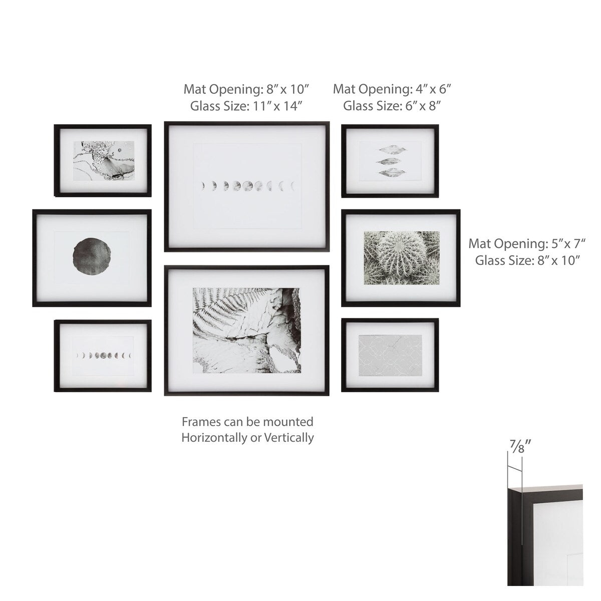 8 Piece Gallery Wall Frame Set with Decorative Art & Hanging Template