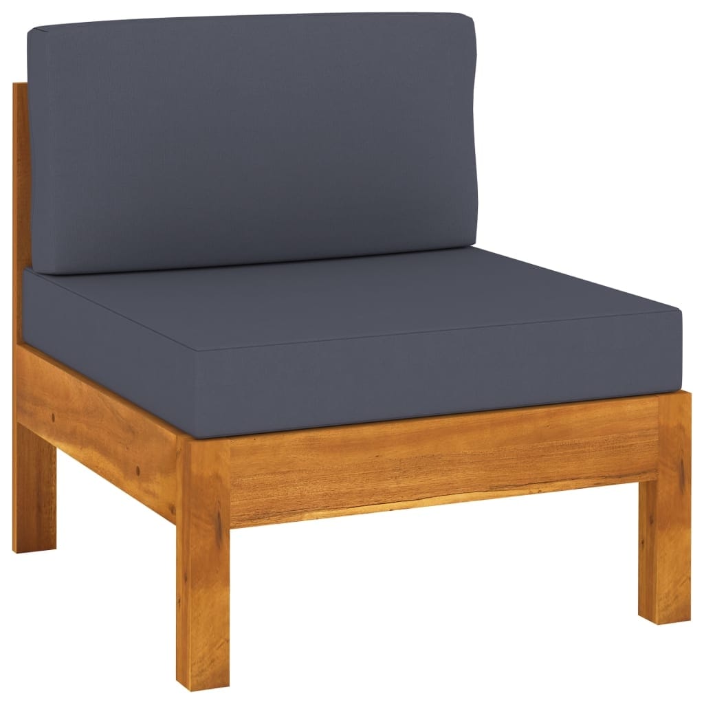 8 Piece Garden Lounge Set with Dark Gray Cushions Acacia Wood