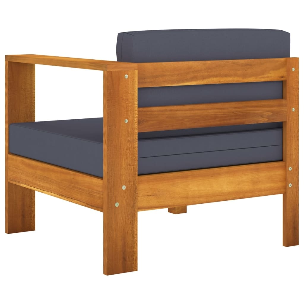 8 Piece Garden Lounge Set with Dark Gray Cushions Acacia Wood