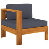 8 Piece Garden Lounge Set with Dark Gray Cushions Acacia Wood