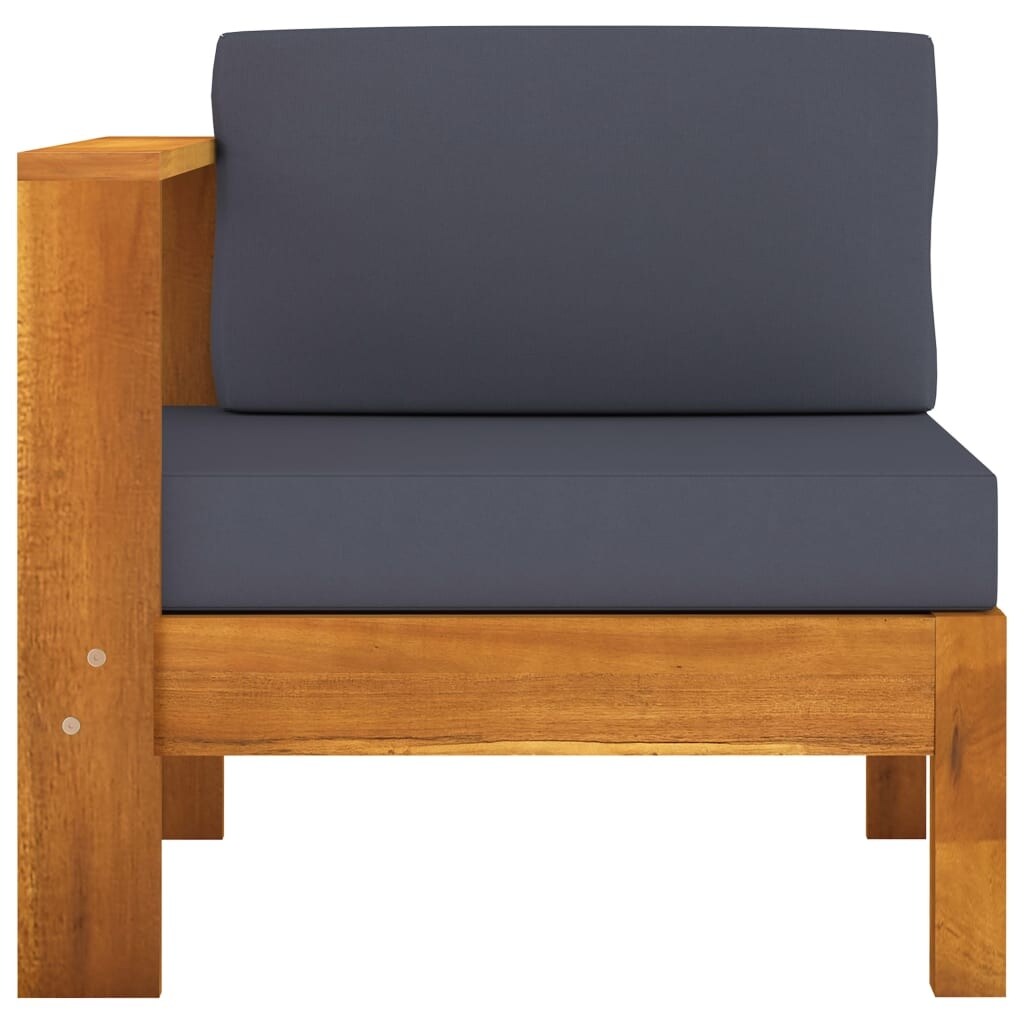 8 Piece Garden Lounge Set with Dark Gray Cushions Acacia Wood