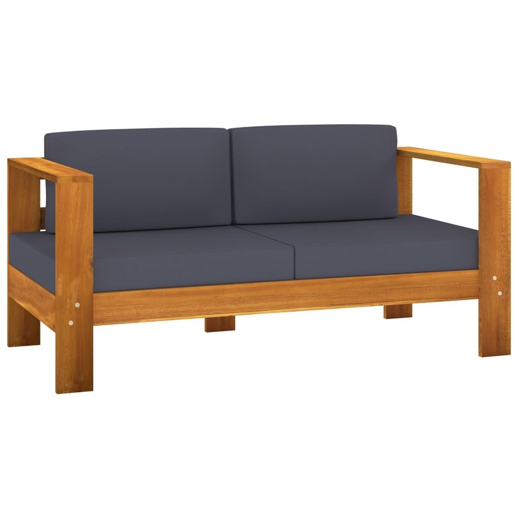 8 Piece Garden Lounge Set with Dark Gray Cushions Acacia Wood