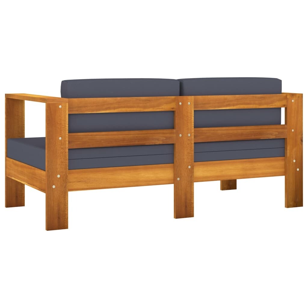 8 Piece Garden Lounge Set with Dark Gray Cushions Acacia Wood