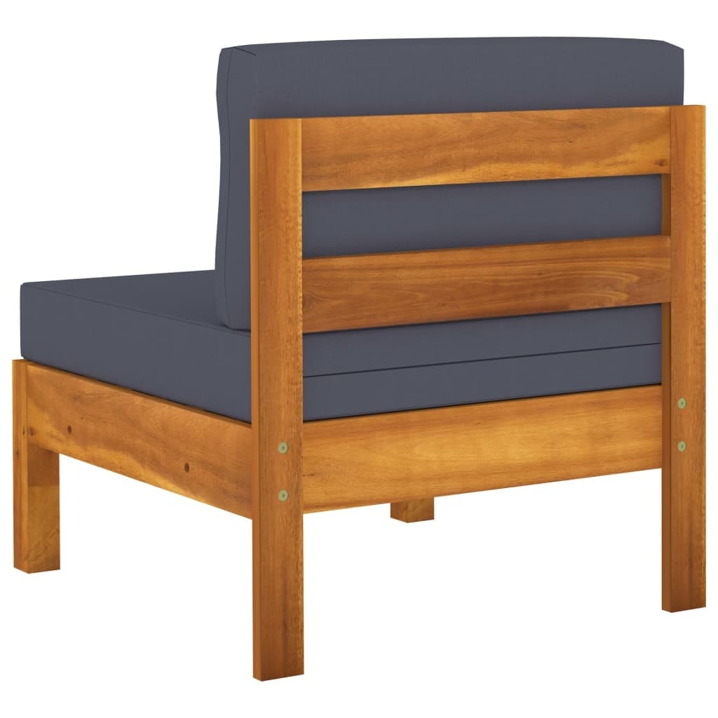 8 Piece Garden Lounge Set with Dark Gray Cushions Acacia Wood