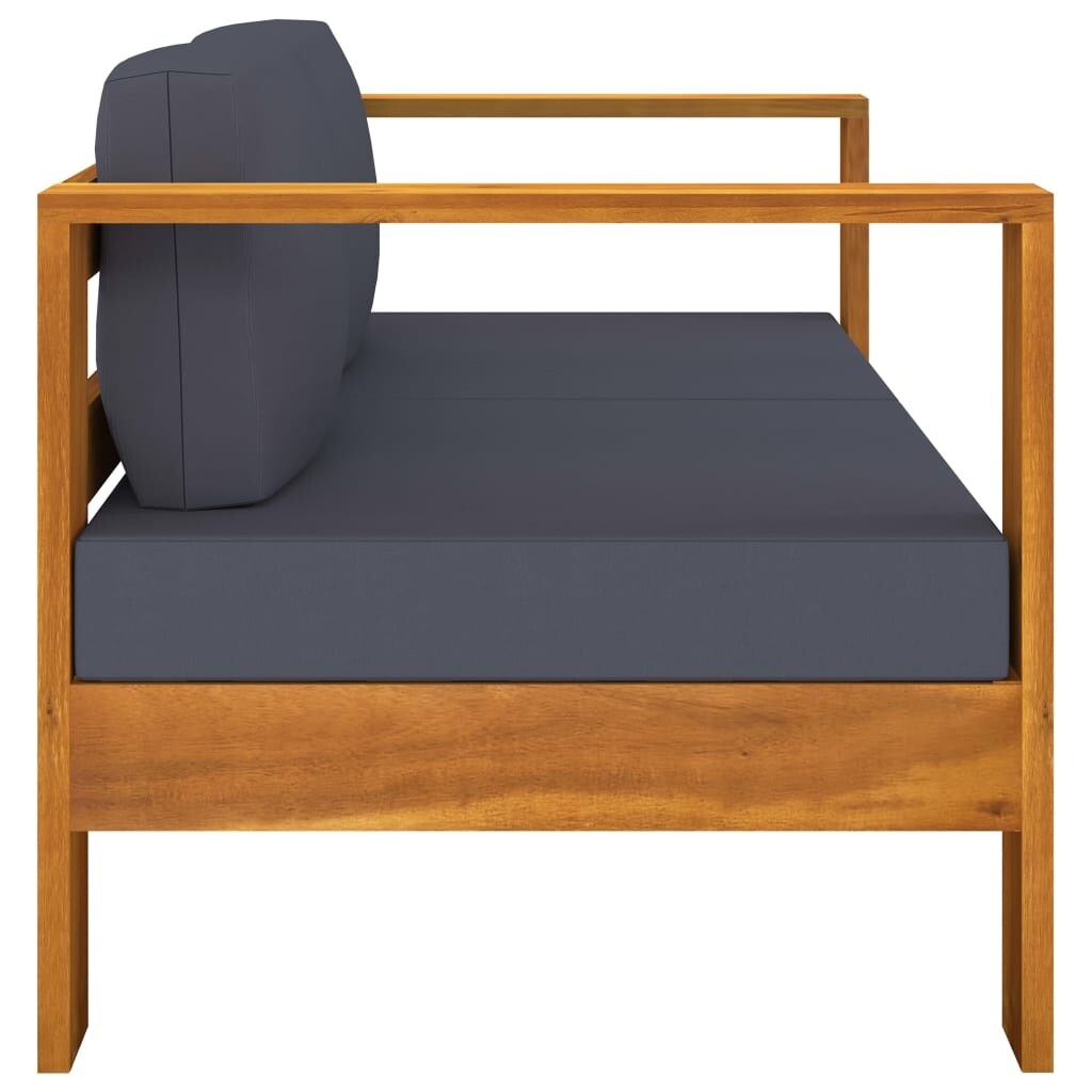 8 Piece Garden Lounge Set with Dark Gray Cushions Acacia Wood