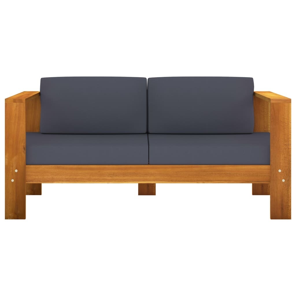 8 Piece Garden Lounge Set with Dark Gray Cushions Acacia Wood