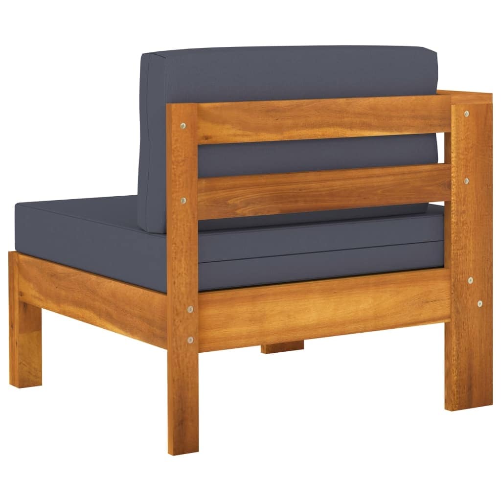 8 Piece Garden Lounge Set with Dark Gray Cushions Acacia Wood