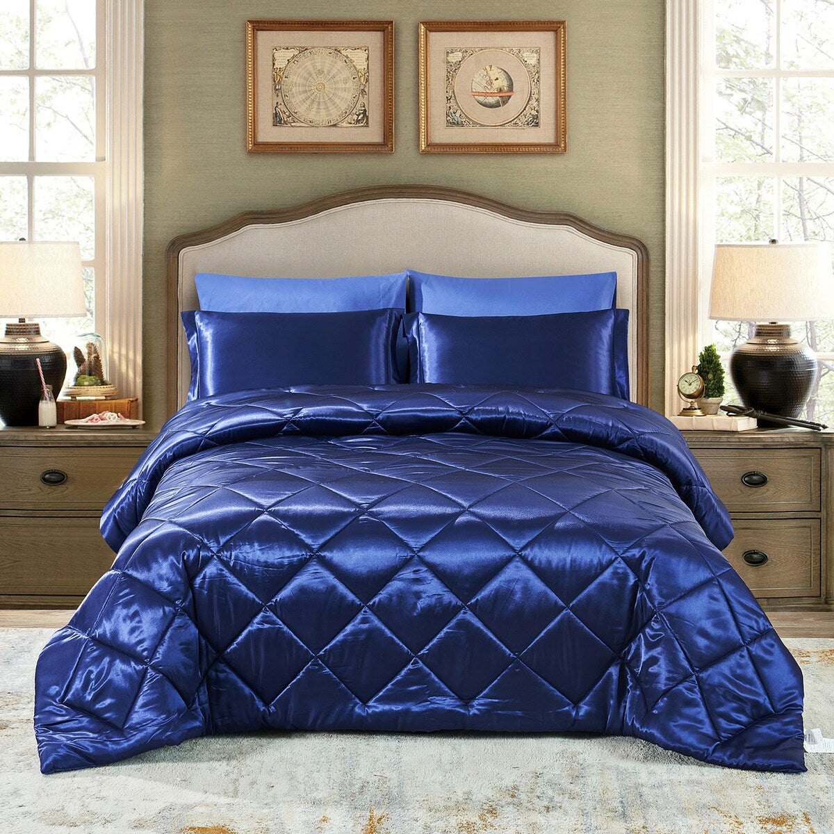 8 Piece Luxury Silky Satin Comforter Set
