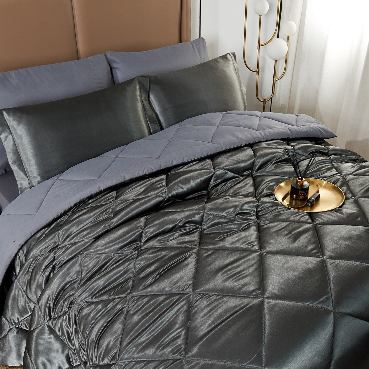 8 Piece Luxury Silky Satin Comforter Set