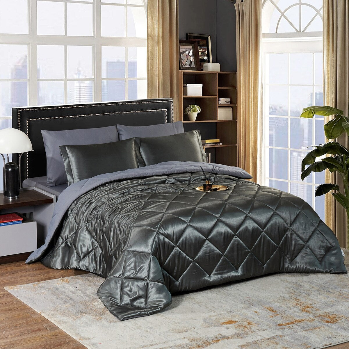 8 Piece Luxury Silky Satin Comforter Set