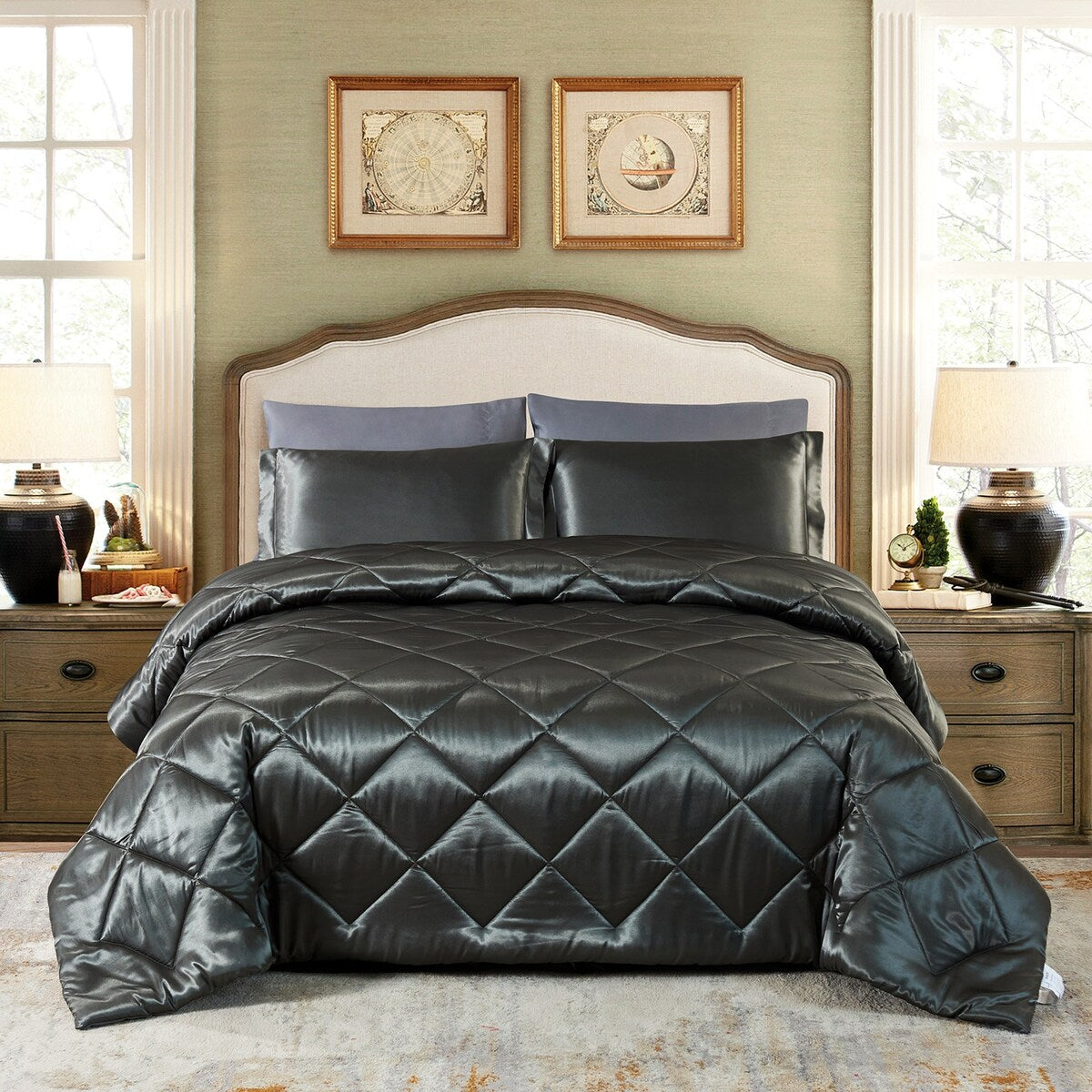 8 Piece Luxury Silky Satin Comforter Set