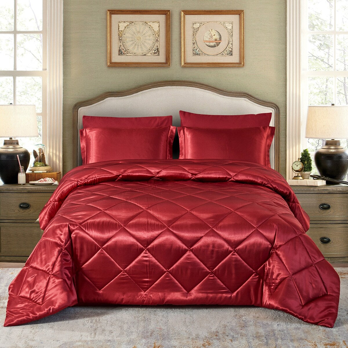 8 Piece Luxury Silky Satin Comforter Set