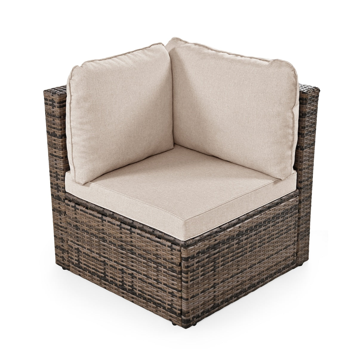 8-Piece Outdoor Rattan Wicker Conversation Sofa Set with Colorful Pillows, Patio Sofa Set with Cushion for Garden, Deck, Beige