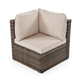 8-Piece Outdoor Rattan Wicker Conversation Sofa Set with Colorful Pillows, Patio Sofa Set with Cushion for Garden, Deck, Beige