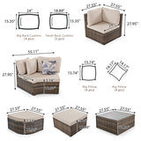 8-Piece Outdoor Rattan Wicker Conversation Sofa Set with Colorful Pillows, Patio Sofa Set with Cushion for Garden, Deck, Beige